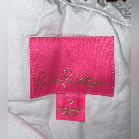 LILLY PULITZER Josey One Shoulder Tier Eyelet Dress in White Size 6 - Picture 11 of 12